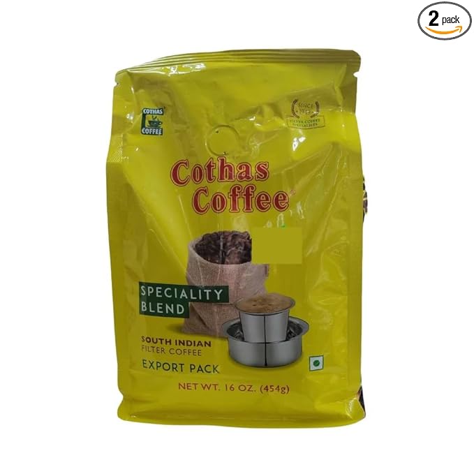 Cothas Traditional South Indian Speciality Blend Filter Coffee Powder - Pack Of 2 454g [ Coffee 85% &amp Chicory 15% ]