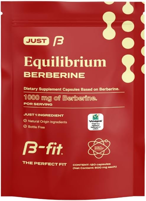 B-FIT Berberine 1000mg Supplement 120 Vegan Capsules 500mg Pure Berberine Extract per Capsule Non-GMO Sugar-Free and Gluten-Free