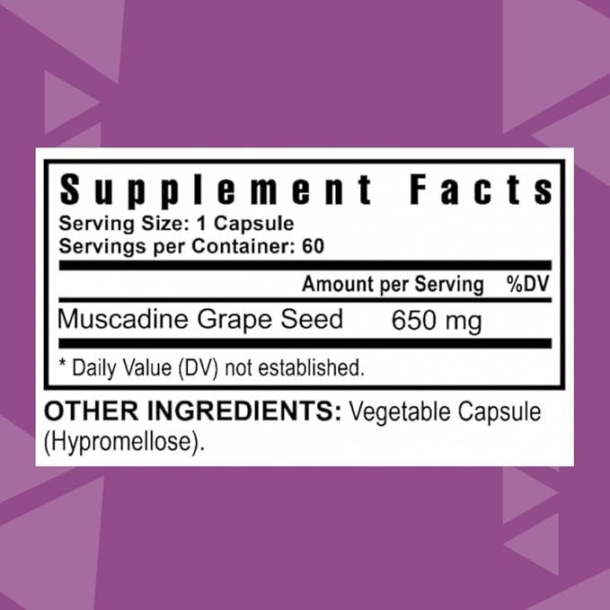 Youngevity Premium Muscadine Grape Seed - 650 mg - Nature's Pearl Antioxidant Superfood - Rich in Resveratrol Ellagic-Acid Quercetin Anthocyandins and More - 60 Servings