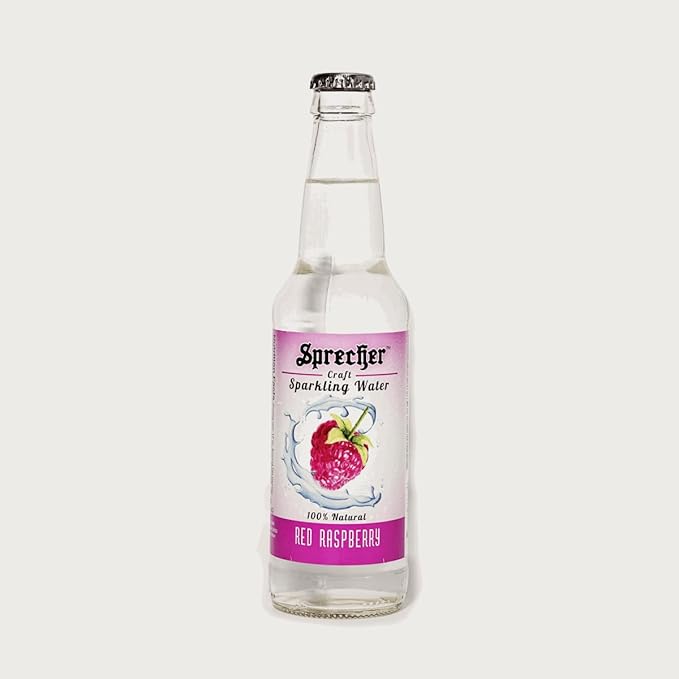 Sprecher Red Raspberry Sparkling Water Zero Sugar and Zero Calories 100% Natural Flavor Crisp Refreshing Craft Sparkling Water in 12 fl oz Glass Bottles 12 Pack