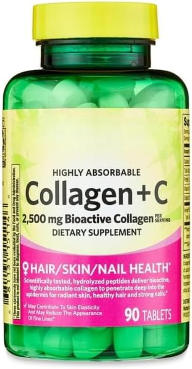 SEDLAV Highly Absorbable Collagen + C Tablets for Hair/Skin/Nail Health 2500 mg 90 Count Sticker
