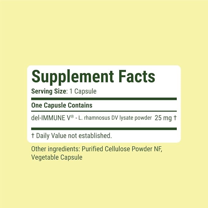Del-Immune V® Daily by Stellar Biotics All-Natural Immune Support &amp Gut Health Immediate Care Metabiotic: NextGen Probiotic Therapy (120 Caps)