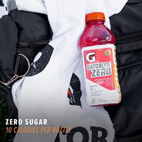 Gatorlyte Zero Electrolyte Beverage Strawberry Kiwi Zero Sugar Hydration Specialized Blend of 5 Electrolytes No Artificial Sweeteners or Flavors 20 Oz Bottles (Pack of 12)
