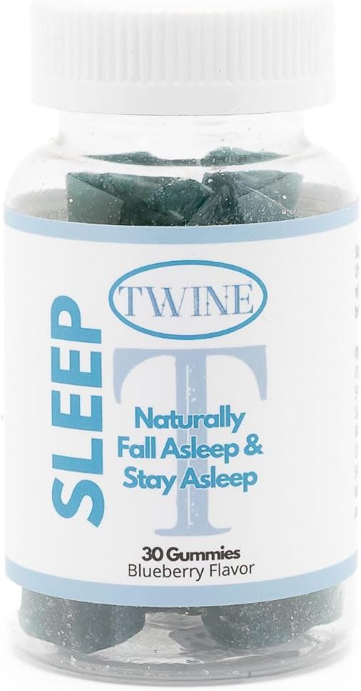 TWINE Sleep Gummies with Melatonin L-Theanine Magnesium Citrate Passionflower Chamomile and Lemon Balm 30pcs-Blueberry Flavor