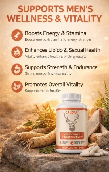 Men's Vitality Supplement Arctic Herb &amp Reindeer Organ Blend – Daily Support Capsules for Energy Stamina &amp Overall Wellness – 60 Ct