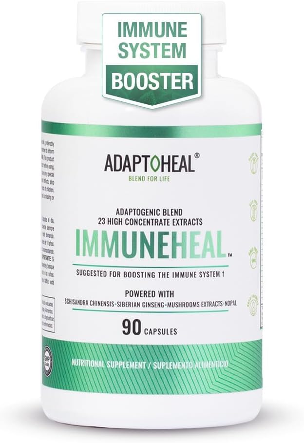 ADAPTOHEAL - Immuneheal – Adaptogen Immune System Booster Supplement with Schisandra Chinensis Ginseng and Mushroom Extract (90 Capsules)