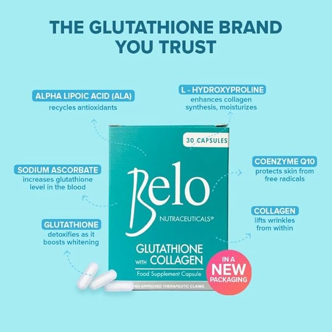 Belo Nutraceuticals Glutathione + Collagen 30 Capsules