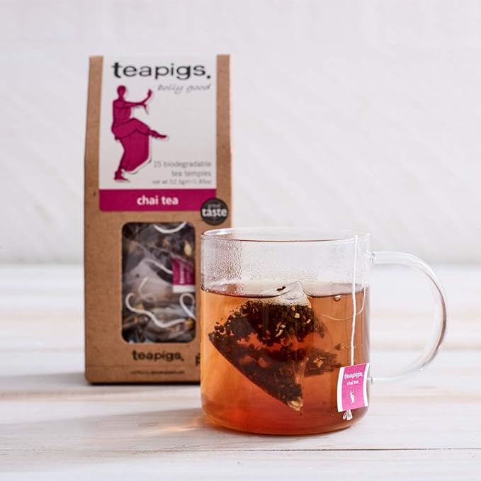 Teapigs Chai Tea Bags Made With Whole Leaves bold flavor natural ingredients (1 Pack of 50 Teabags)