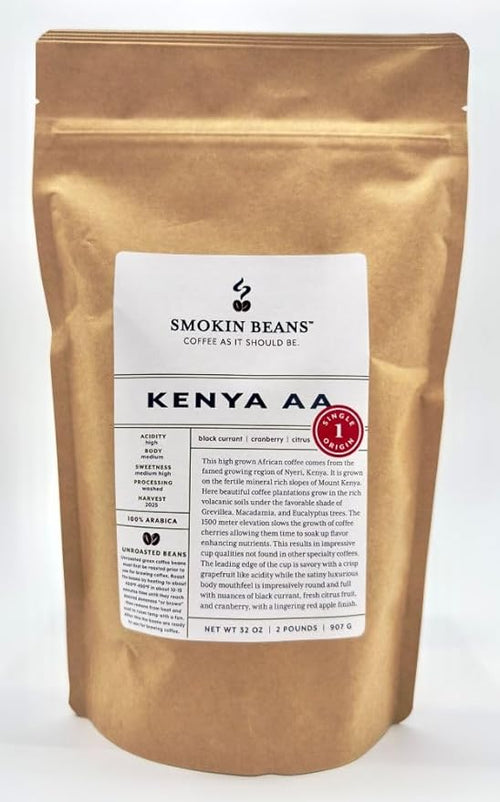 2-Pound Kenya Aa Unroasted Green Arabica Coffee Beans Fresh Current Crop Specialty Grade Roast the Beans Yourself at Home on Your Roasting Equipment Prior to Using for Brewing Coffee