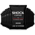 Shock Coffee Ground Stay Fresher Packs. The Strongest Caffeinated All Natural Coffee Up to 50% more Caffeine than Regular Coffee 6.6 pounds (40-2.65oz bags)