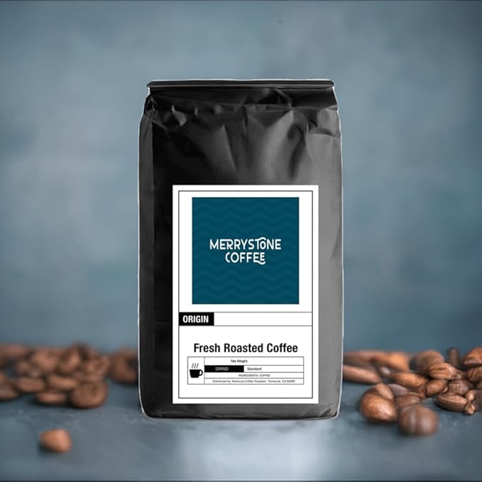 Merrystone Chocolate Hazelnut Coffee Roasted to Order Medium Roast 1 Lb Coarse Grind