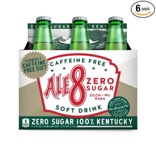 Ale 8 One Caffeine Free Zero Sugar 12 ounces (6 Glass Bottles) 100% Kentucky Soft Drink