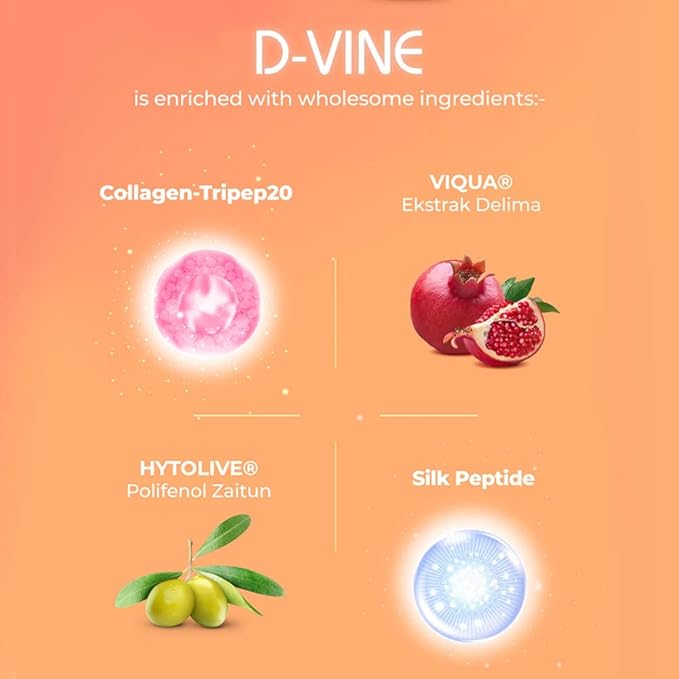WELLOUS Ibling D-Vine Anti Aging Pomegranate Extract Chewable Collagen Tripeptides Glowing Skin Firming 60 Tablets/Bottle (Pack of 4)