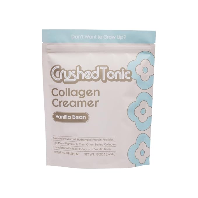 Crushed Tonic Korean Beauty Collagen Powder | Hydrolyzed Bovine Collagen Peptides for Skin Glow Hair &amp Nails | K-Beauty Drink | Gluten-Free Halal &amp Kosher (Vanilla Bean 30 Servings (150 g)