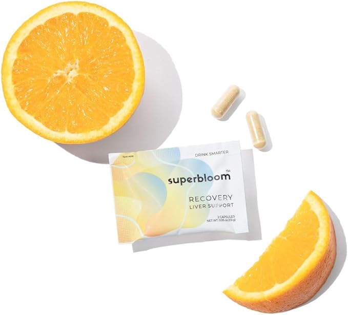 superbloom Recovery Liver Support - 2 Pack | Liver Detox with DHM Turmeric Milk Thistle | 10 Sachets 20 Capsules | Enjoy The Night Own The Morning
