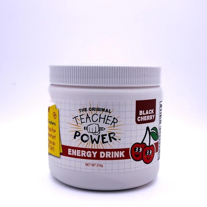Teacher Power (The Original) Sugar Free Energy Drink 70/servings per Jar 100mg Caffeine with B Vitamins (Black Cherry)