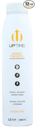 Uptime Mango Pineapple Energy Drink with Other Natural Flavors Natural Caffeine Sugar Free Gluten Free &amp Non-GMO 12 Fluid Ounce (Pack of 12)