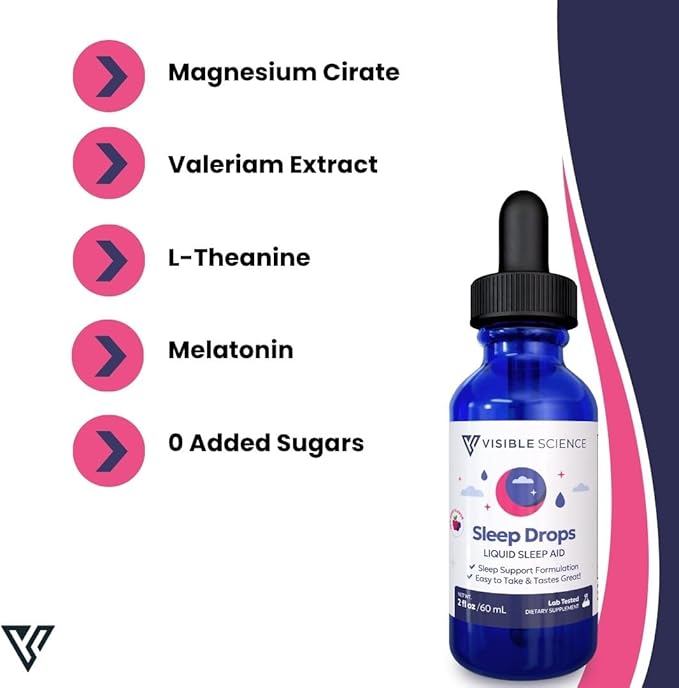 Sleep Drops – Berry Flavor Liquid Sleep Aid with Melatonin L-Theanine &amp Botanicals – Fast-Acting Natural Sleep Support – Alcohol-Free – 2 fl oz (60 mL)