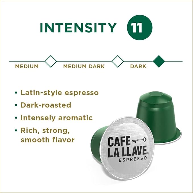 Cafe La Llave Decaf Latin Style Espresso Pods Dark Roast Compatible with Nespresso Original Line 80 Count Aluminum Capsules