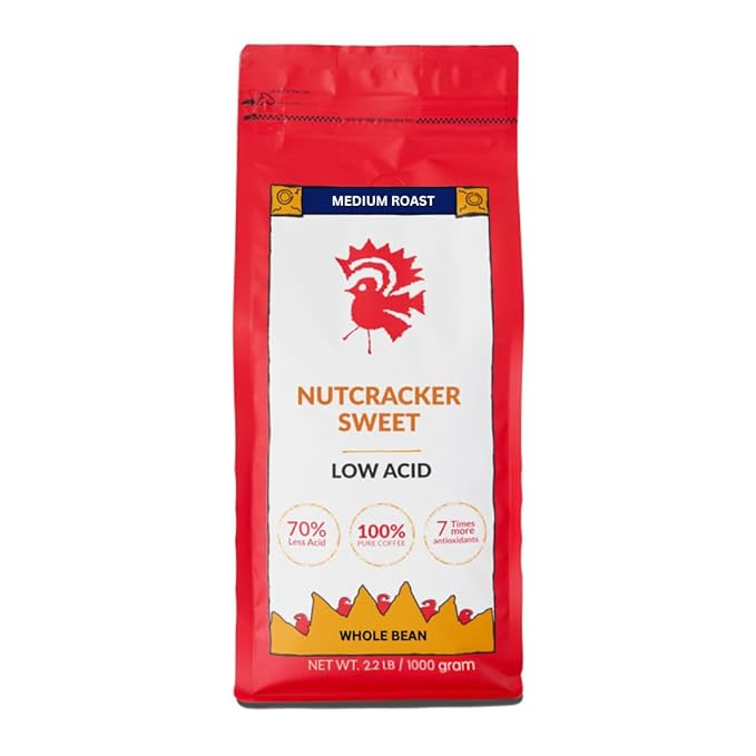 Puroast Low Acid Coffee Flavored Bean | Nutcracker Sweet Whole Bean | Medium Roast | High Antioxidants &amp High pH |No Bitter Aftertaste | Reduced Heartburn &amp GERD | Suitable for Cold Brew - 2.2