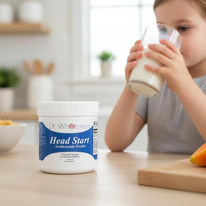 Dr. Wholeness Head Start Multivitamin Powder | Essential Nutrients for Growing Children Methylated B-Vitamins Easy to Mix No Flavors Sweeteners or Preservatives | 60 Servings - 2.4 oz