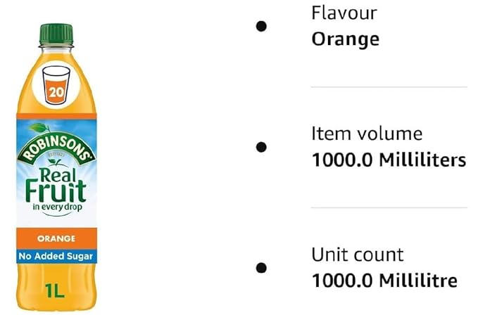 Robinsons Whole Orange No Added Sugar 1L (Pack of 4)