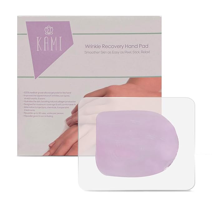 Kami Pure Silicone Hand Wrinkle Patches Anti-Aging Collagen Filler Pads Hydrate Plump &amp Smooth Skin Reusable Single Pack
