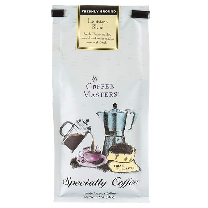 Coffee Masters Gourmet Coffee Louisiana Blend Ground 12-Ounce Bags (Pack of 4)