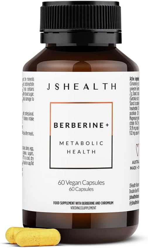 JSHealth Vitamins Berberine+ Formula — Berberine Supplement for Metabolic Health — Vegan Gluten-Free &amp Non-GMO. (60 Tablets)