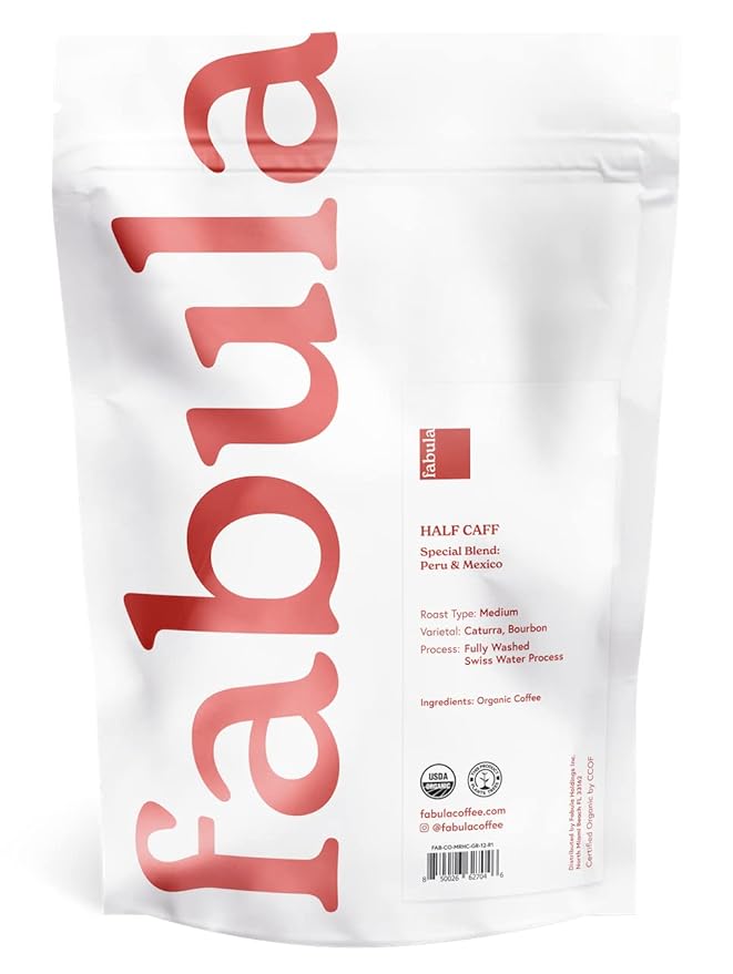 Fabula Organic Coffee Freshly Grounded - Medium and Half-Caff Medium - 2 Bag Bundle