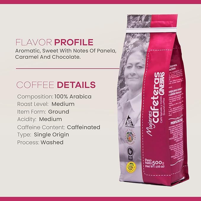 Mujeres Cafeteras Cafe Ginebras Cafexcoop Coffarmers Federacion Cafetera Colombia | 100% Colombian Specialty Coffee Whole Bean 17.6oz-500gr