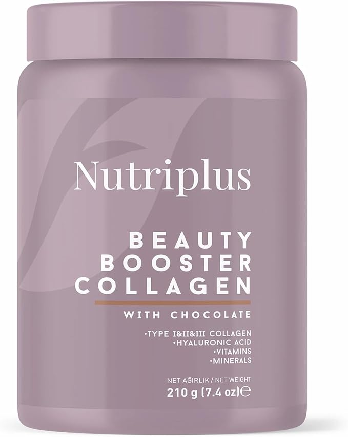 FARMASI Nutriplus Beauty Booster Collagen Chocolate for Skin Care and Hair Growth Grass Fed Collagen Powder for Muscle Growth 7.4 oz / 210g