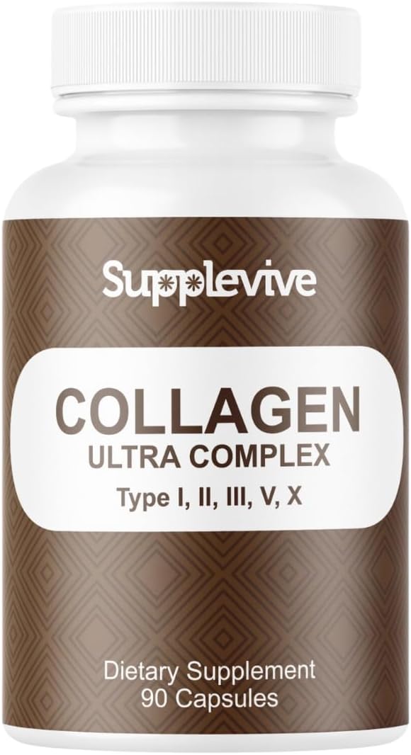 Collagen Ultra Complex Types I II III V &amp X Multi Collagen Protein Peptides Supports Hair Skin &amp Nails - Joint Support Pure Hydrolyzed Collagen Peptides Supplement 90 Capsules (1)