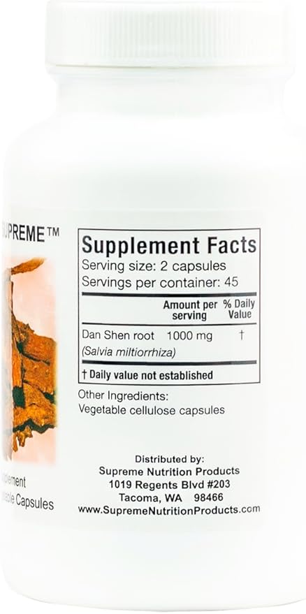 Supreme Nutrition Dan Shen Supreme 90 Pure Red Sage Vegetarian Capsules | 2 Pack