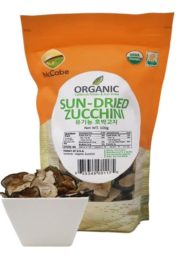 McCabe Organic Sun-Dried Zucchini - Organic Dehydrated Zucchini | Rich with Fiber &amp Minerals | USDA and CCOF Certified | Product of USA | 100g Pack of 2