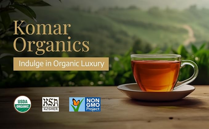 Komar Organics Irish Breakfast Tea – 16Oz USDA Organic Black Loose Leaf Tea – Certified Kosher Ceylon and Assam Black Tea Loose Leaf Rich in Antioxidants – Energy Boosting Organic Black Tea for Mornin