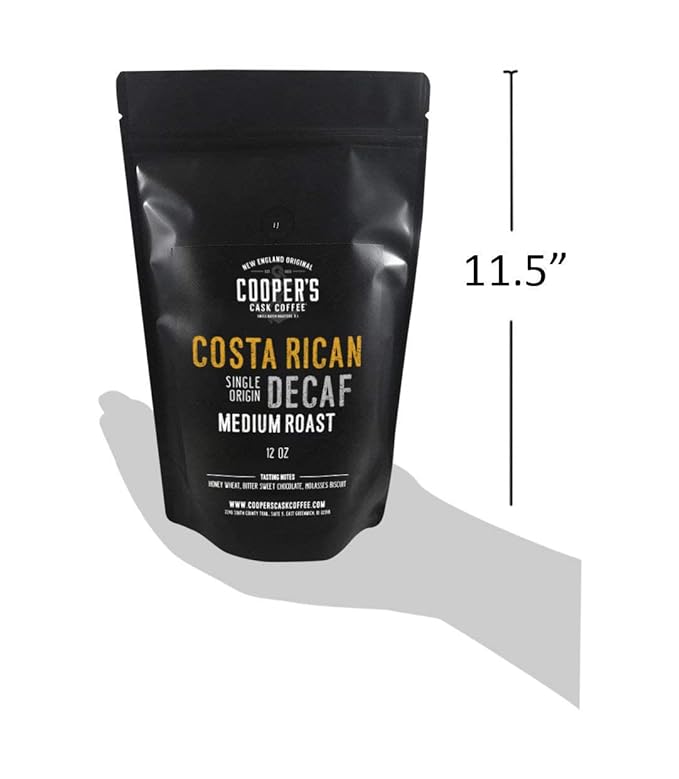 Decaf Costa Rican Coffee Medium Roast Swiss Water Processed Decaffeinated - 12oz Bag