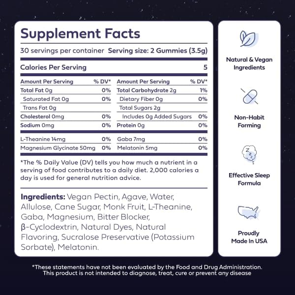SweetDreams Dream Gummies Natural Sleep Aid for Adults 5mg Melatonin Magnesium &amp L-Theanine - Vegan Gummy Supplement - Melatonin Gummies for Restful Deep Sleep Cycles (Strawberry Moon)