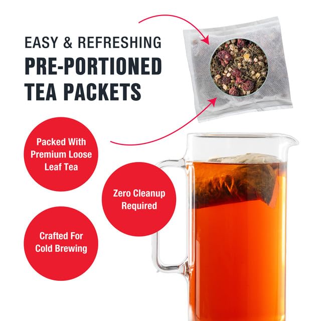 Tiesta Tea - Blackberry Bellini Cold Brew Loose Leaf Blackberry Citrus Green Tea Medium Caffeinated Cold Brew Packets Makes 64 oz of Pitcher Per Bag (Pack of 10)