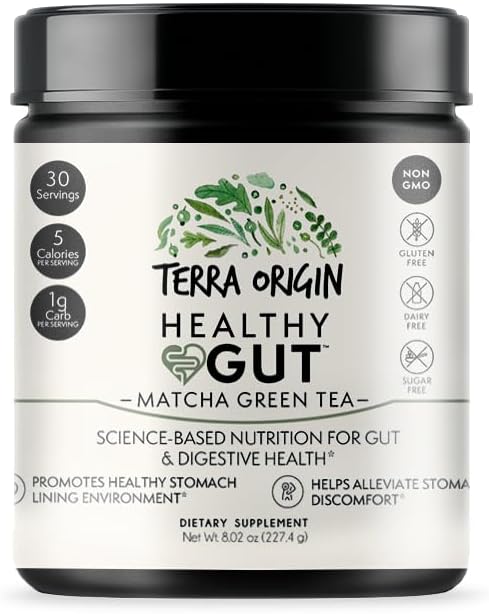 Healthy Gut Matcha Green Tea | 30-Servings with L-Glutamine Zinc Glucosamine Slippery Elm Bark and More!