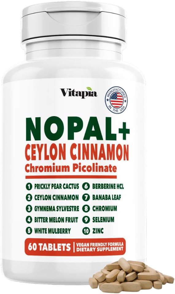 Vitapia Nopal Cactus Extract for Antioxidant Skin Metabolism Wellness Heart Health Support - 60 Multi Capsules - Non GMO Gluten Free Supplement