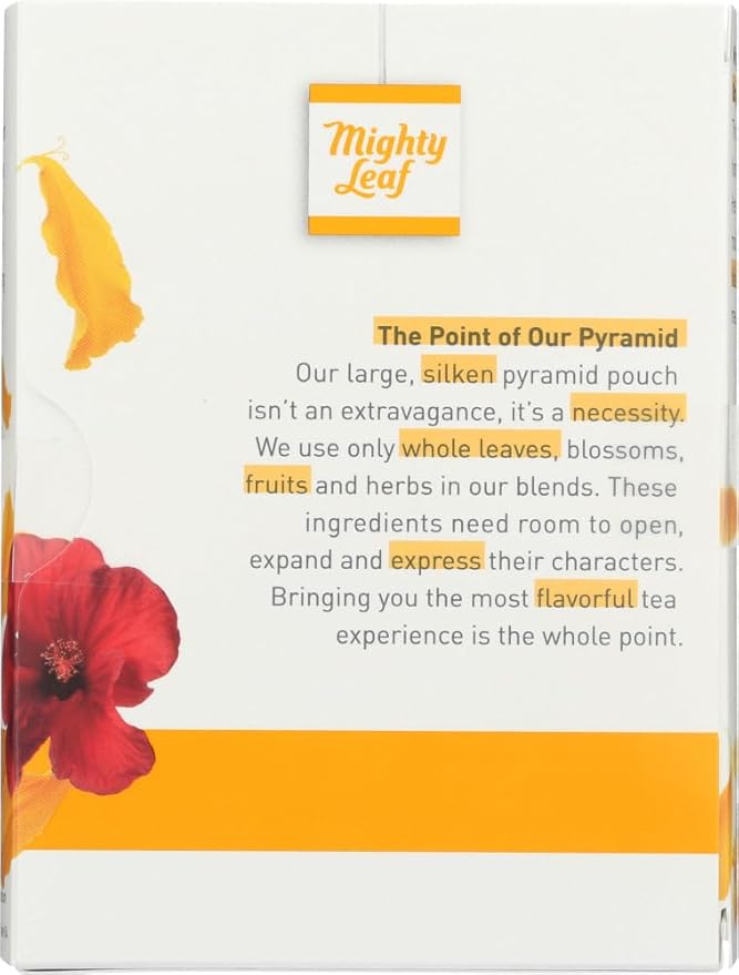 Mighty Leaf Organic African Nectar Rooibos Herbal Tea – 45 Count (3 Packs of 15 Silken Tea Bags) – Fruity &amp Floral Caffeine-Free Blend – Premium Whole Leaf Herbal Tea for Hot or Iced Brewing
