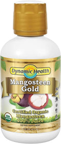 Dynamic Health Mangosteen Gold | Organic Mangosteen 100% Juice | Vegetarian No Gluten or BPA Dietary Supplement | 16oz