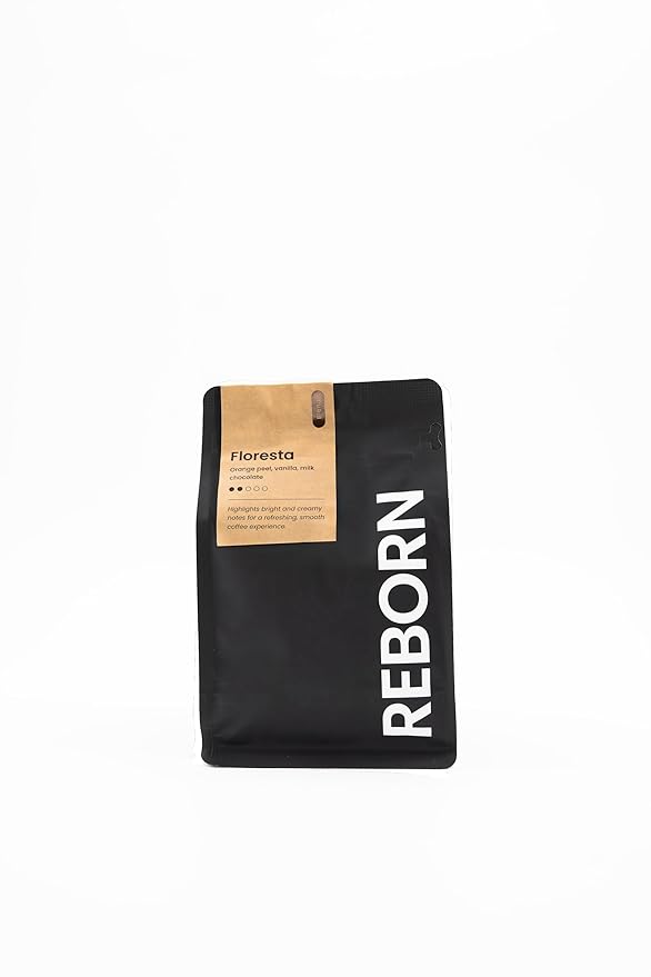 Reborn Coffee Specialty Whole Bean Coffee Medium Roast 12 Ounce Reborn Signature Floresta Espresso Blend Flavor Notes of Chocolate Vanilla and Orange
