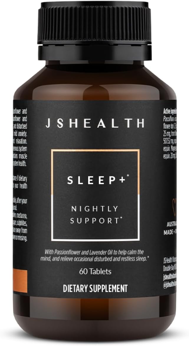 JSHealth Sleep Aid with Magnesium Lavender &amp Passionflower - Sleep Supplement for Adults - Non-Drowsy Supplement Calms Body &amp Mind 60 Capsules