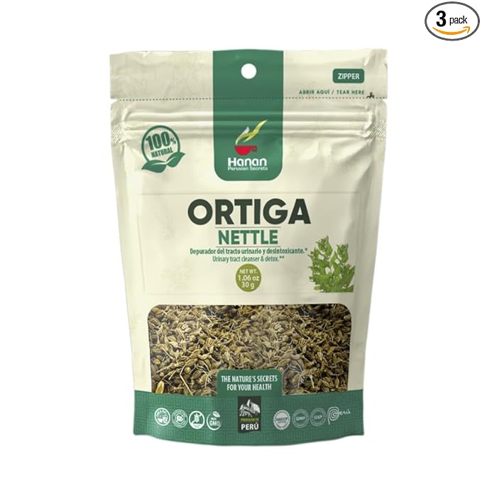 Hanan Nettle Loose Herb Tea 1.06 oz (30g) All-Natural Dried Stinging Nettle Plant Leaf and Root from Peru – Herbal Tea &amp Supplement (3 Pack)