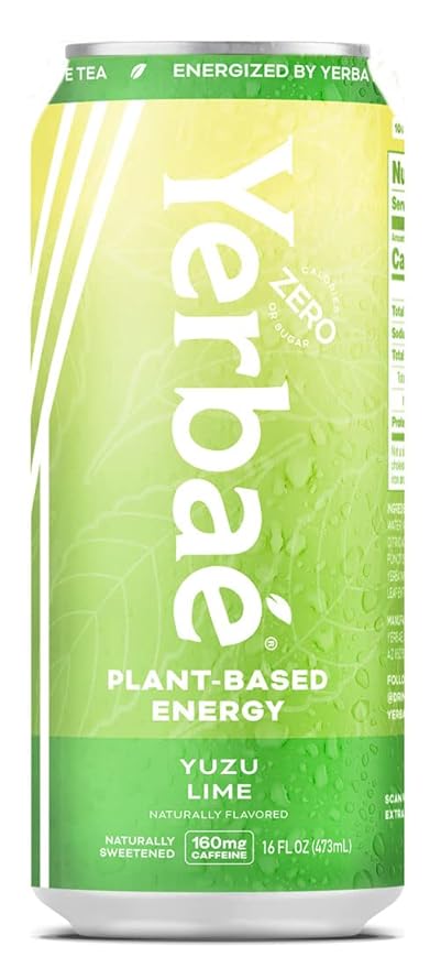 Yerbaé Energy Beverage Yuzu Lime - Lemon Lime Flavor. Energized by Yerba Mate. Naturally Caffeinated Plant-Based Healthy Alternative to Coffee/Sugary Sodas Pack of 12 16oz cans