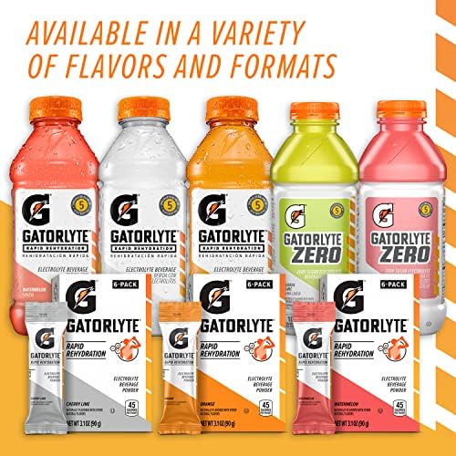 Gatorlyte Zero Electrolyte Beverage Strawberry Kiwi Zero Sugar Hydration Specialized Blend of 5 Electrolytes No Artificial Sweeteners or Flavors 20 Oz Bottles (Pack of 12)