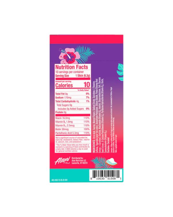 Alani Energy Drinks Mix Variety Pack (Pack of 20) | HAWAIIIAN SHAVED ICE Flavor | Sugar-Free Low-Calorie Energy Boost Drink | Product delivered exactly as depicted in the images