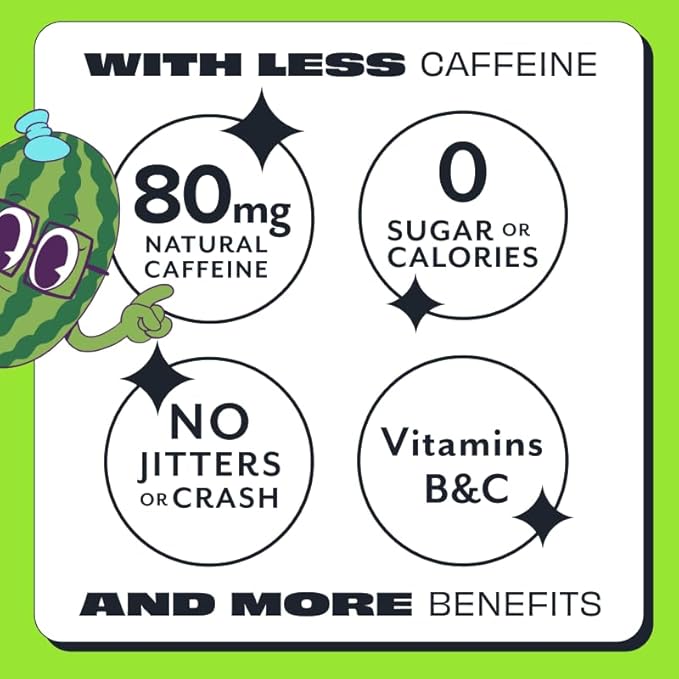 ASPIRE® Strawberry Watermelon Healthy Energy Drink 80mg Natural Caffeine Zero Sugar No Carbs Keto Friendly 12 Pack Green Tea Sugar Free Drink Low Caffeine Zero Calorie